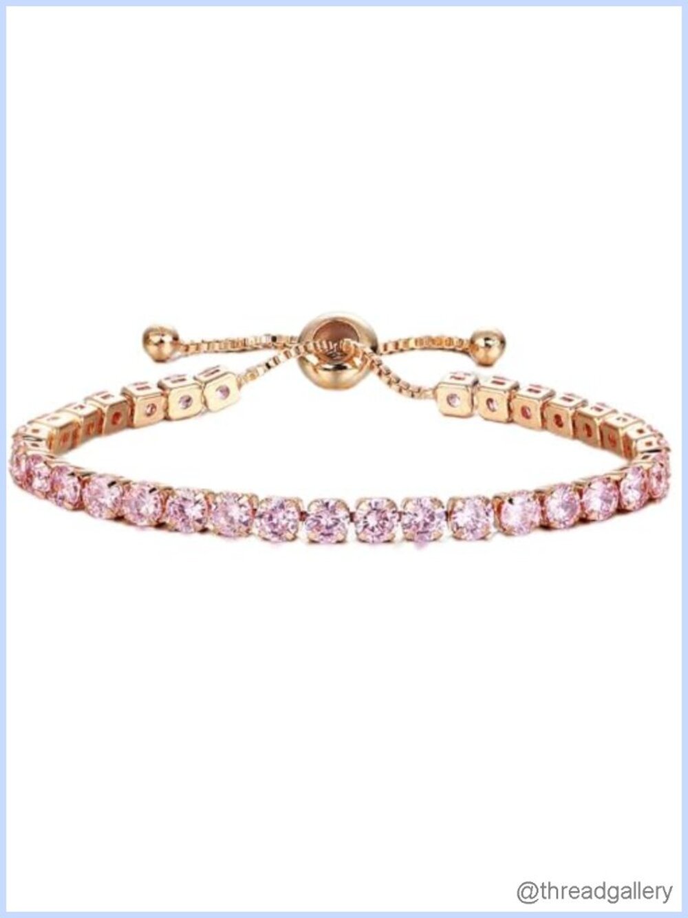 Adjustable Tennis Bracelet 14K Rose Gold Plated Brass Cubic Zirconia Gift